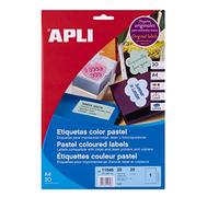 Apli 011846 - Etichette multiuso, 210 x 297 mm, confezione da 20, colore: Rosa pastello