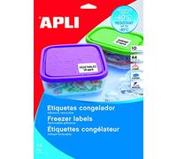 APLI 015073 - Confezione da 10 etichette per contenitori per congelatore, 38,1 x 21,2 mm, colore: Bianco