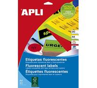 APLI 015074 Set di 1300 Etichette Laser/copieur 38,1 x 21,2 mm giallo fluo