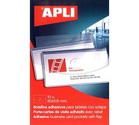APLI 10 porta carte autoadesive, con linguetta, 105 x 60 mm, trasparente