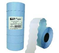 APLI 100915 Confezione da 6 rotoli di 1500 ETICHETTE permanente sinusoidale 26 x 12 mm bianco