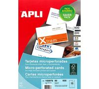 Apli 100976-500 biglietti da visita, 90 x 50,8 mm, 200 g, colore: Bianco