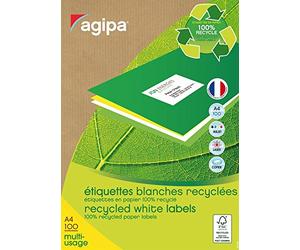 Apli 101190 - Etichette multiuso riciclate, formato A4, 105 x 70 mm, 1600 pezzi, colore: Bianco