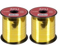 Apli 101933 Nastro Regalo Metallizzato, Oro, 7 mm x 250 m (Confezione da 2)