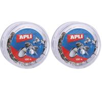 APLI 11726 - Puntine nichelate, 100 pezzi, argento (Confezione da 2)