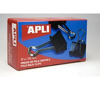 APLI 11949- Confezione 12 Fermafogli a Clip Standard, 25 mm