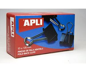 APLI 11949- Confezione 12 Fermafogli a Clip Standard, 25 mm