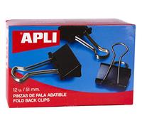APLI 296891 Confezione 12 Fermafogli a Clip Standard, 51 mm