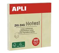 APLI Classic Blocco da 100 banconote adesivo zigzag 75 x 75 mm - colore giallo NEW