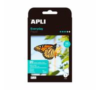 APLI 12081 Carta fotografica Bianco - Carta fotografica (Bianco 180 g, 20 fogli, 100 x 150 mm)