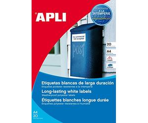 Apli 12112 Etiquetas impermeables, 45,7 x 21,2 mm, blanco