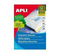 APLI 1270 Etichette adesive permanenti bianche Inkjet-Laser-Copy 70 x 25,4 mm con bordi dritti, confezione da 100 fogli (3300 etichette), ideali per buste e pacchi.