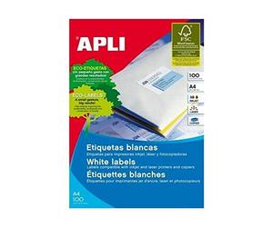 APLI 1270 Etichette adesive permanenti bianche Inkjet-Laser-Copy 70 x 25,4 mm con bordi dritti, confezione da 100 fogli (3300 etichette), ideali per buste e pacchi.
