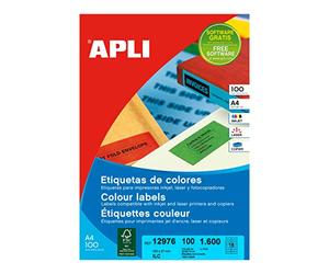 APLI 12976 - Etiquetas amarillas permanentes 105,0 x 37,0 mm 100 hojas