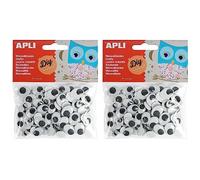 APLI 13264 - Occhi mobili adesivi, ovali, bianco/nero (Confezione da 2)