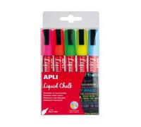 Apli 13959 Confezione da 5 pennarelli a gesso liquido punta tonda 5,5 mm colori assortiti