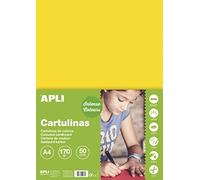 APLI 14237 Cartoncini Colorati Set da 50 Pezzi, Giallo, A4