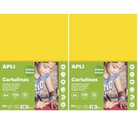 APLI 14237 Cartoncini Colorati Set da 50 Pezzi, Giallo, A4 (Confezione da 2)