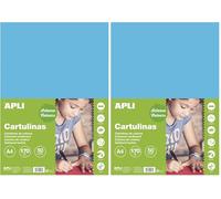 APLI 14241 Cartoncini Colorati Set da 50 Pezzi, Blu cielo, A4 (Confezione da 2)