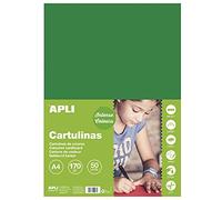 APLI 14246 Cartoncini Colorati Set da 50 Pezzi, Verde Scuro, A4