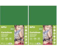 APLI 14246 Cartoncini Colorati Set da 50 Pezzi, Verde Scuro, A4 (Confezione da 2)