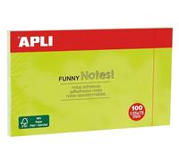 APLI 15004 Funny Note Adesive, 125 x 75 mm, Blocco di 100 note autoadesive, colore verde fluoro