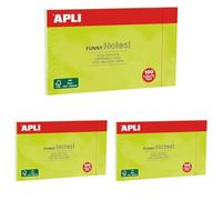 APLI 15004 Funny Note Adesive, 125 x 75 mm, Blocco di 100 note autoadesive, colore verde fluoro (Confezione da 3)