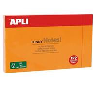 APLI 15005 - Funny Note Adesive, 125 x 75 mm, Blocco da 100 note autoadesive, colore: Arancione fluo