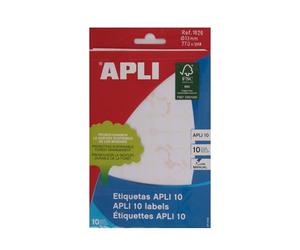 APLI 1626 - Etichette adesive manuali circolari, bianche, 10H