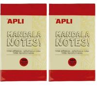 APLI 16279 - Note adesive Mandala 125 x 75 mm, blocco 100 fogli colore giallo classico con disegni (Confezione da 2)