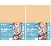 APLI 16500 Cartoncini Colorati Set da 50 Pezzi, Salmone, A4 (Confezione da 2)