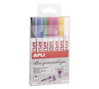 APLI 17694 - Pennarello indelebile a punta fine assortita, 7 unità