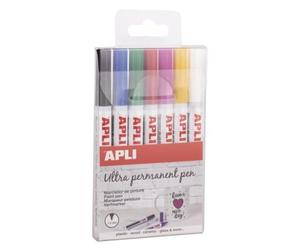 APLI 17694 - Pennarello indelebile a punta fine assortita, 7 unità