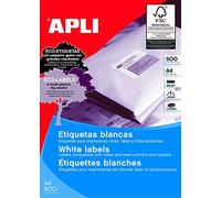 Apli 1787 Confezione 500 Fogli Etichette Multiuso, 210 x 148, Bianco