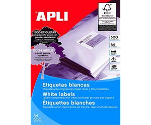 Apli 1796 Confezione 500 Fogli Etichette Multiuso, 105 x 74, Bianco