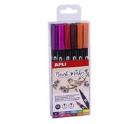 APLI 18063 - Pennarelli a doppia punta fine e pennello 12 U, unica