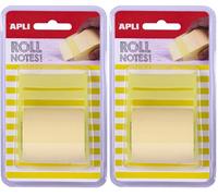 Apli - 18190, Rotolo dispenser di note adesive, 50 mm x 8 m, colore giallo pastello (Confezione da 2)