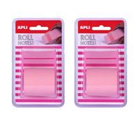 Apli - 18192, Rotolo dispenser di note adesive, 50 mm x 8 m, colore rosa pastello (Confezione da 2)