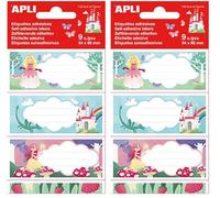 APLI 18436 - Etichette scolastiche Principesse 9 U. (Confezione da 2)