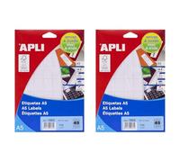 APLI 1865 - Etichette A5 bianche 19,0 x 27,0 mm 15 fogli (Confezione da 2)
