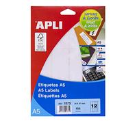 APLI 1875 - Etichette A5 Bianche 34,0 x 67,0 mm 15 Fogli