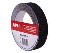 Apli Nastro Antiscivolo 25mm x 5m - Resistente all'acqua e all'usura - Facile da tagliare e applicare - Nero