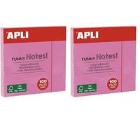 APLI 19082 - Note adesive FUNNY 75x75 mm - Blocco da 100 fogli colore rosa pastello (Confezione da 2)