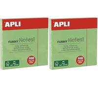 APLI 19084 - Note adesive FUNNY 75 x 75 mm - Blocco da 100 fogli verde pastello (Confezione da 2)
