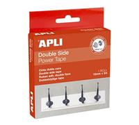 APLI 19184 - Nastro biadesivo extra forte - Rotolo da 19 mm x 3 m ad alta resistenza - Per tutti i tipi di superfici