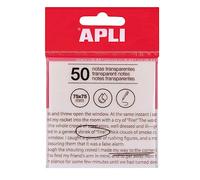 APLI 19568 - Note adesive trasparenti, 75 x 75 mm, colore: bianco, 50 fogli traslucidi resistenti all'acqua, ideali per studenti e insegnanti.