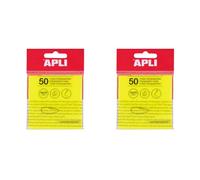 APLI 19569 - Note adesive trasparenti, 75 x 75 mm, colore: giallo, 50 fogli traslucidi resistenti all'acqua, ideali per studenti e insegnanti. (Confezione da 2)