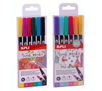 APLI 20289 - Confezione da 12 pennarelli a doppia punta (tonda da da 1 mm e pennello da 1-4 mm); pennarelli acquerellabili in colori classici e pastello.