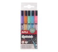 APLI 20326 - Liquid Chalk Pastel - Confezione di pennarelli a gesso liquido punta rotonda 3 mm - Scrittura decorativa su lavagne e vetro