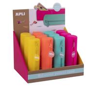 APLI 20404 - Scatola espositrice con 12 astucci in silicone rotondi in colori fluori assortiti